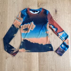 Motel Long Sleeve Top Narita Heat Map Size S Blue Yellow